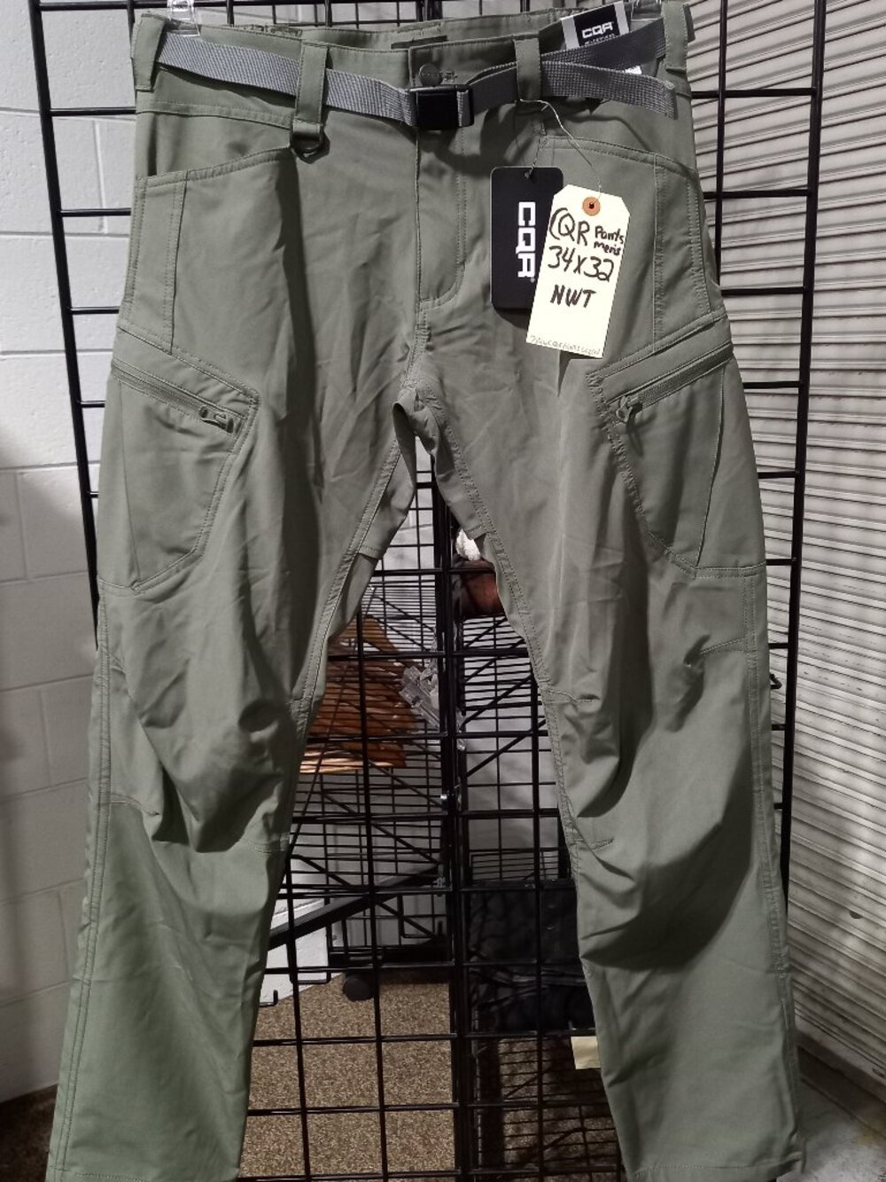 Men's Lightweight Cargo Hiking Pants with Belt - Green | 34"x31"